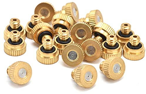 20 Stücke Messing Zerstäuber Düse Beschlagen Vernebler Sprayer Zubehör Garten Wasser Rohr Düse 0,3mm Loch UNC10-24 Gewinde 80-145 Ml/min