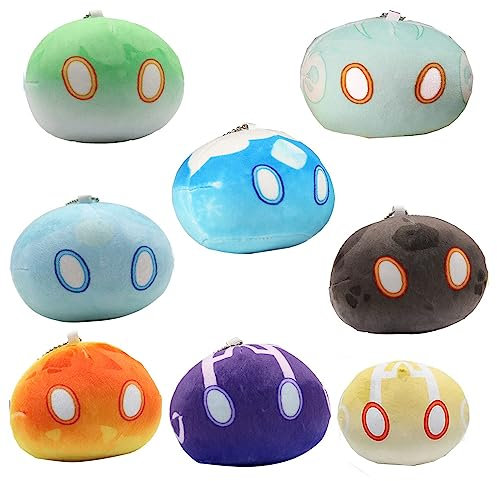 NINJAMO Impact Videogame Bunte Lanyard Schlüsselanhänger Aufkleber, 8-teiliges Schleim-Set