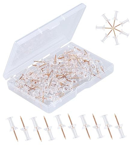 HXMJIED 100 Pcs Clear Push Pins, Transparent Thumbtacks Rose Gold Thumbtacks Head Thumb Tacks Map Pins Drawing Pins Wall Push Pins for Cork Notice Bulletin Board Map Mark Wall Poster Picture