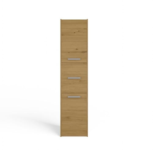 CDF Armario de Baño Alto Columna Mueble Baño Estrecho - Ancho: 40 cm Roble Artisan 30x40x170 cm Ahorro de Espacio, para Guardar Cosméticos y Productos de Limpieza, para Espacios Pequeños