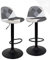 KAYELLES Lot de 2 tabourets de Bar siège Patchwork Tissu rembourré, Repose Pieds, réglable en Hauteur et pivotant 360° Pied Noir SIG (Patchwork Gris)