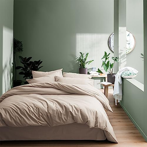 MATT & ROSE Parure de lit 240x260 cm Unie Coton LAVÉ | 100% Coton Lavé | Oeko-TEX | Housse de Couette 240x260 cm + 2 Taies d'oreiller 65x65 cm | Lin