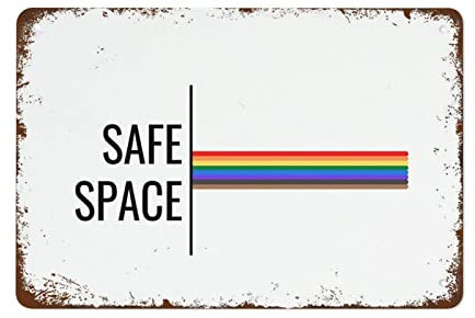 Retro Metall Blechschild This is A Safe Space Poster Schule Berater Dekor Sicherheit Büro Kunst Pride 20,3 x 30,5 cm Home Bar Pub Shop Dekorationen Esszimmer Küche Kaffee Vintage Schild Geschenk