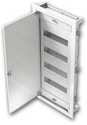 Verteilerkasten 4-reihig, 48+8 Modulplätze, für Einbau in Hohlwänden, 400V/63A, inkl. Schiene für PE und N Leiter, IP40, IK07