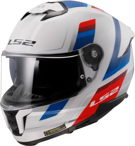 LS2, Integraler Motorradhelm STREAM II VINTAGE Gloss White Blue Red, XXL