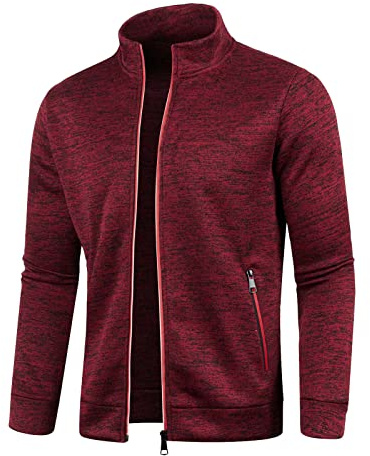 Veste de Survêtement Homme Avec Fermeture Éclair - Sans Capuche, Col Montant - Légère, en Tricot, Avec Poches - Sport, Loisirs, Softshell, Course