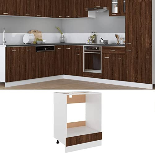 JUNZAI Herdumbauschrank, Küchenunterschrank, Küchenschrank, Küchenunterbauschrank, Unterschrank Herd, Küchen Schranke, Braun Eichen-Optik 60x46x81,5 cm Holzwerkstoff