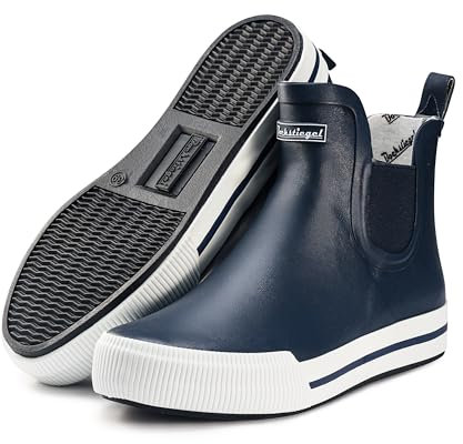 Ultrapower Bottes en caoutchouc unisexes | Bottes de pluie en caoutchouc | Bottes basses en caoutchouc | Bottes de boue mi-hautes | Design brossé | Tailles 36-47, Havsteg Bleu Blanc, 37 EU