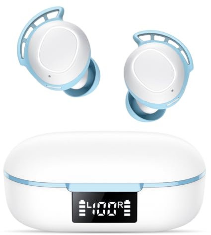 Kopfhörer Kabellos Bluetooth, Bluetooth Kopfhörer 5.3 In Ear Kopfhörer mit 4 ENC Noise Cancelling Mikrofon, 2024 Neue Kopfhörer Kabellos 60H Tiefer Bass, IPX8 Wasserdicht Ohrhörer Weiß