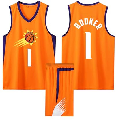 2-Teiliges Kinder/Erwachsener Basketball Jersey Shirt und Shorts 2024, Kinder/Erwachsener Basketball ärmellose Anzug, Kinder/Erwachsener Basketball Jersey & Basketball Shorts Orange 3XS