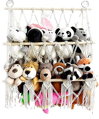 Bvizyelck Kuscheltier Aufbewahrung Netz Makramee Stofftier Hängematte Spielzeug Aufbewahrung Hängematte Stofftier Organizer Kinderzimmer Hängend Spielzeug Organizer Für Plüschtiere Und Teddybären