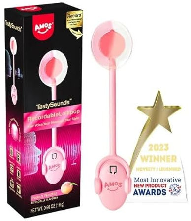 Amos Tastysounds Lollipop - Der Lollipop mit Musik - und leckerem Fruchtgeschmack - genieße den Lutscher und spiele Musik über deinen Mund ab (Peach - Recordable)