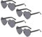 Hippie Herzförmige Brille, Herz Sonnenbrille, Retro Herzbrillen, Herzförmige Brille, Randlose Herz Brille, für Strand, Sommer Feste, Fasching, Party, Hippie Kostüm Zubehör, 4 Stück (Schwarz)