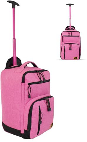 Bordlite Ryanair, EasyJet Cabin Approved Holdall on Wheels, 20L Hand Luggage Underseat Carry-On, Extendable Handle, Multi Pocket, Travel Bag - 40x20x25cm - Flight Bags for Men & Women - Pink