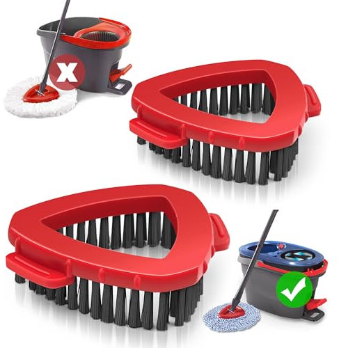 NEWE Scrub Mop Head for Vileda EasyWring 2 Tank System, 2 Pcs Scrubber Brush Attachments, Triangle Spin Mop Hard Bristles Cleaning Brush Replacement Accessories for Bathroom Kitchen Pool Tile Floor