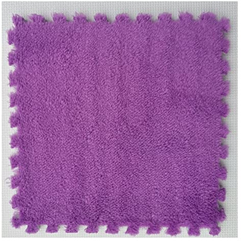 XSMYdpuk 120 Pieces Interlocking Carpet Tiles, Puzzle Play Mat, Plush Area Rugs, 12x12 Foam Squares Floor Mat, Soft Fluffy Plush Floor Tiles For Bedroom Playroom(Size:30x1cm,Color:Dark Purple)