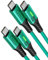 INIU USB C auf USB C Kabel, 100W [2m+2m, Grün] Typ C Schnellladekabel PD 5A QC 4.0 Nylon Ladekabel USB-C Aufladekabel für iPhone 15 MacBook Pro 2021 iPad Air Samsung S22 PS5 Pixel 7 Huawei usw.