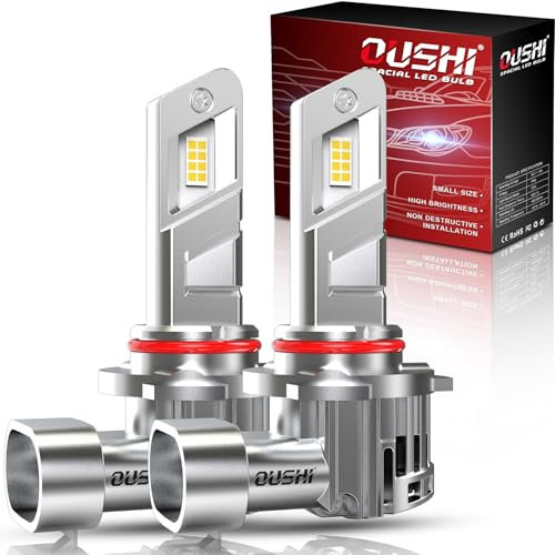 OUSHI Ampoules HB3 LED 20000LM 100W, 600% Super Brillant 6500K Blanc Xénon 9005 LED Anti Erreur, Améliorée 1:1 Mini Taille pour Voiture et Moto (Pack de 2)