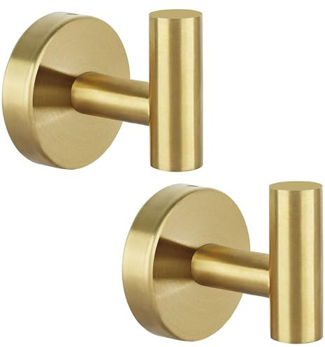 MANICAF 2 Stück Garderobenhaken, Kleiderhaken Wand, Wandhaken, Garderobenhaken Gold, Haken zum Einhängen, Handtuchhaken, Garderobe Haken, Handtuchhaken zum Bohren für Badezimmer Küche Schlafzimmer