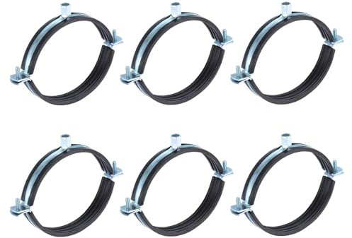 sourcing map 6 Pcs Split Ring Pipe Hanger, 125mm/4.9inch Adjustable Pipe Bracket Clamp Wall Ceiling Mount Pipe Strap Support for Plumbing Drainage Pipe Tube