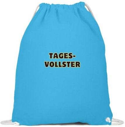 TAGESVOLLSTER Malle Party Junggesellenabschied Mallorca Rucksack - Baumwoll Gymsac -37cm-46cm-Surf Blue