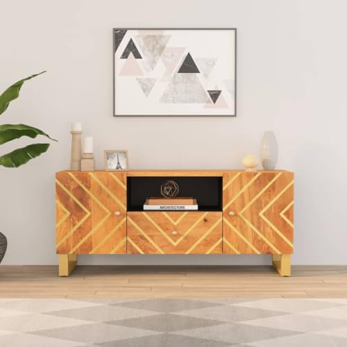 BOWEKAM Home & Garden-Mobile TV marrone e nero 105x33,5x46 cm legno massello Mango-mobili scelta