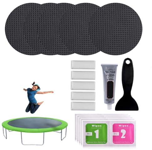 Flanliy Trampolin Reparaturset Sprungmatte, Trampolin Reparatur Set, Selbstklebende Nylon Reparatur Flicken mit Kleber, Wasserfeste Reparaturflicken für Trampolin Sprungmatte Reparieren