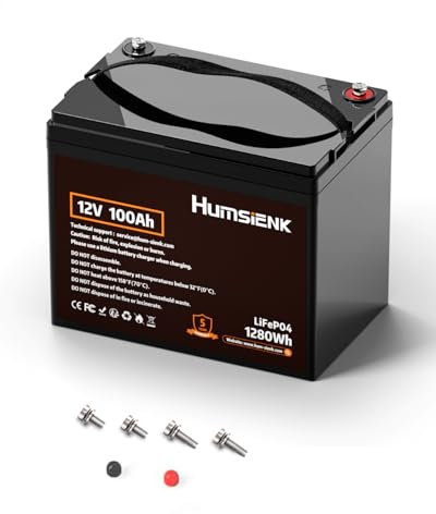Humsienk Batterie au lithium LiFePO4 12 V, 100 Ah, 100 A BMS, 15 000 décharges profondes avec protection contre la surchauffe, remplacement parfait pour les batteries plomb-acide pour camping-cars