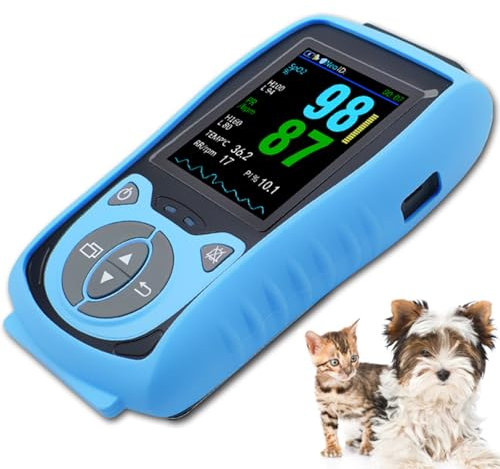 hocvseo Handheld Veterinary Pulsoximeter, Digitales Tier Pulsoximeter Ohr Zunge Sensor, 2,8-Zoll-LCD-Display, Für Katzen, Hunde, Haustiere Krankenhaus