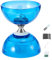 Diabolo Chinois yoyo Set Portable Bleu Grand Grand Triple roulement Diabolo yoyo avec bâton de Jeu, Ficelle et Sac de Filet