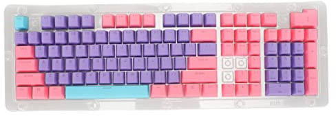 Ylwxzenith PBT Keyboard Keycaps, 108 Key Set, DIY Combination, Ergonomic, OEM Height, Matte Finish, Two Color Injection, Transmitting for Mechanical Keyboards (Purple Pink Blue)