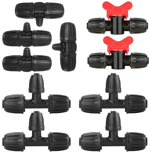 Set di 10 rubinetti per irrigazione, per tubi di irrigazione a goccia 13 mm ID/16 mm OD
