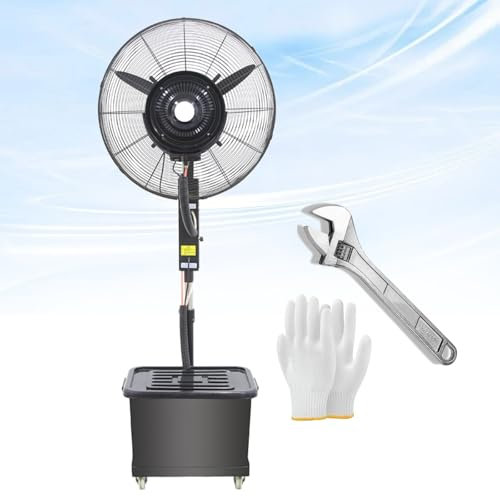 Liftable Mist Fan Outdoor 26 30 Misting Pedestal Fan Commercial Patio Misters Oscillating Industrial Fans with Water Tank, 3 Cooling Speeds Standing Misting Fans for Outside(320W/26in)