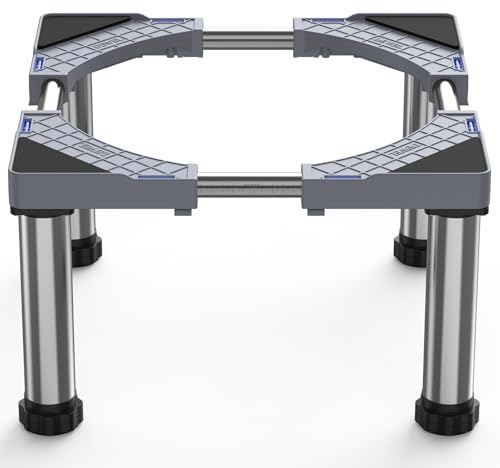 DEWEL Base for Fridge Base, Height 28-31CM, Adjustable Base for Dishwasher, Freezer, Kitchen Cabinet and Static Household Appliances 43-67CM with 4 Sturdy Feet, Grey