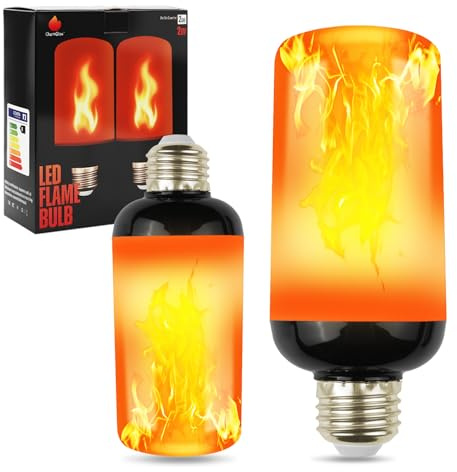 BatdTech 2 Stück E27 Flammen Glühbirne, 2. Generation 4W LED Lampe Flamme Effekt Glühlampen, 1800K Warmweiß LED Birne mit 4 Beleuchtungsmodi für Halloween Weihnachten Deko Haus Garten Party (2)