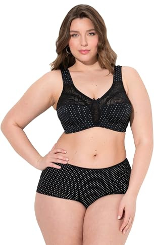 Ulla Popken Damen große Größen Übergrößen Plus Size Entlastungs-BH, Spitze, ohne Bügel schwarz 130G 830454100-130G