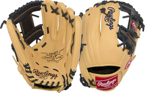Rawlings Select Pro Lite Series Anthony VOLPE - Guante de béisbol Juvenil | 11.25 Pulgadas | Lanzamiento a Mano Derecha | Camel/Azul Marino
