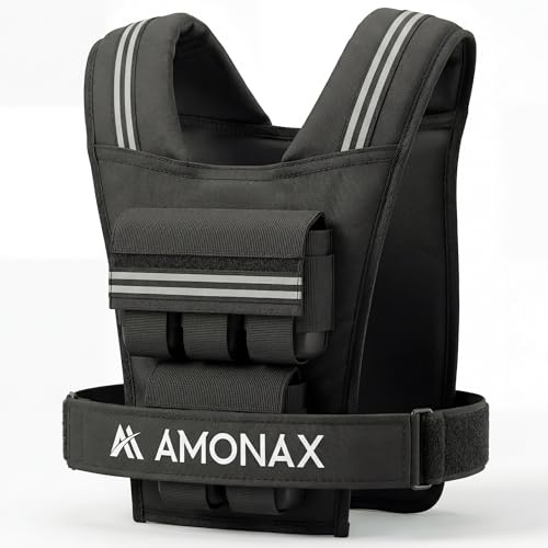 Amonax chaleco lastrado ajustable 10-30kg con reflectantes para fitness