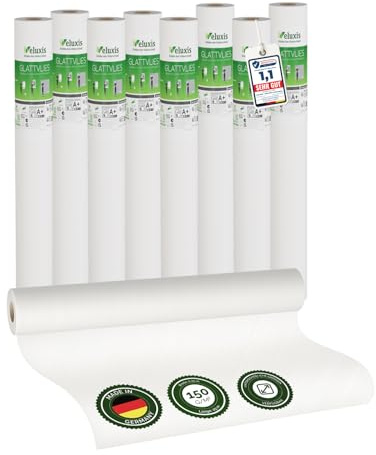 Glattvlies 8er-Set Renoviervlies Untertapete – 25,00 m × 0,75 m - 150g/m² | Weiße Vliestapete, 150 g/m²; überstreichbar, rissüberbrückend, Tapete weiß – Malervlies für Wände und als Anstrichvlies