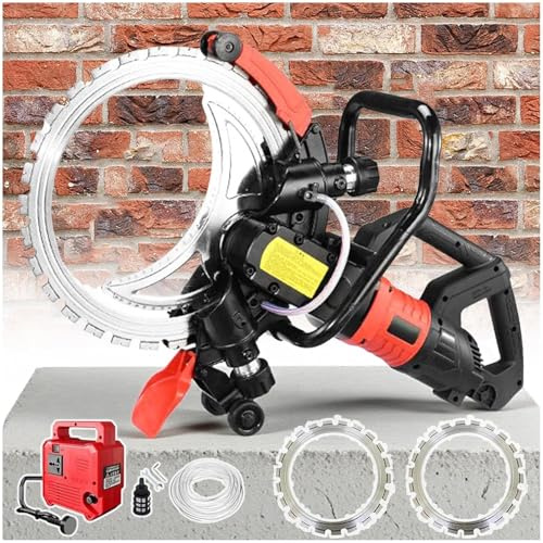 Scie à béton électrique 8980W/9500W, Scie à Anneau pour Béton, Machine de Découpe Murale, Profondeur de Coupe 300mm, 2 Lame Diamant 410mm, Rainureuse Beton Coupe sans Poussière 8980W