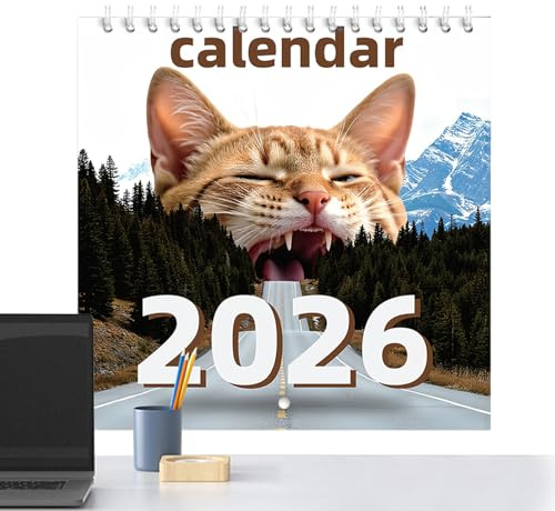 2026 Bürokalender, lustiger Wandkalender für Katzenliebhaber – 12 Monate, vertikal, mit Terminen, für Haus, Schule, und Schule