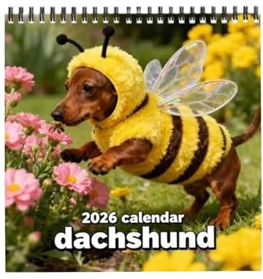 Dackel Kalender 2026, Lustiger Dackel Wandkalender 2026, Dachshund Kalender Wand, Dachshund Jahresplaner 12 Monats Fotokalender Monatsplanung für Dekoration Ihres Zuhauses Termine Urlaub