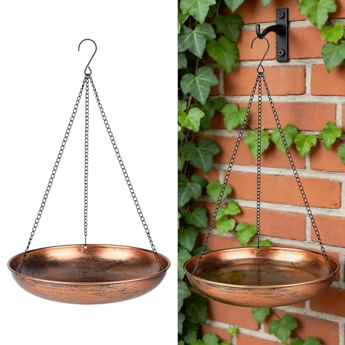 Gaethra Vogeltränke Hängend, Vogeltränke zum Aufhängen, Wassertränke für Vögel, Vogelfutterhaus Stehend, Vogelfutterspender, Vogelbad für Balkon, Garten