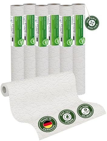 Veluxis Vliestapete 6er-Set GRANDIOSO Putzstruktur – 15,00 m × 0,53 m | moderne Alternative zur Raufasertapete, Strukturtapete Putzstruktur, überstreichbar, atmungsaktiv, Made in Germany