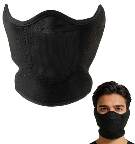 wilcractk Atmungsaktiv Halbe Sturmhaube Skifahren Sturmmaske Winter Gesichtsmaske Schwarz Einheitsgröße, Kälteschutz mit Ohrenschutz für Motorradfahren, Skifahren, Snowboard, Joggen und Outdoor Sport