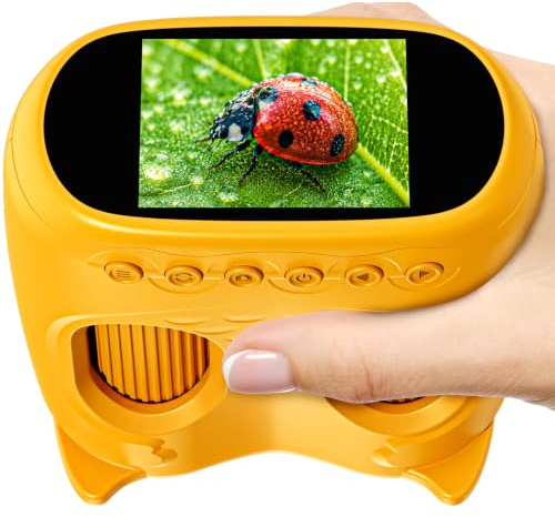 Ashfly Mikroskop für Kinder und Fernglas für Kinder, 1000X USB 2-in-1 tragbares Taschenmikroskop, 4K 2.0 Bildschirm, 10-facher Vergrößerung Kinderfernrohr, Science draussen ab ab 3 Jahren, Orange