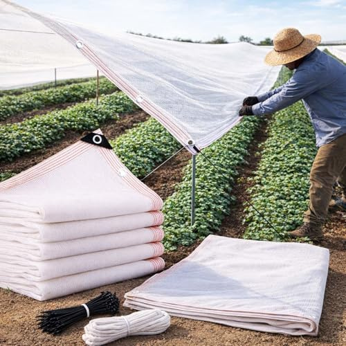 Telo Ombreggiante Bianco 50% UV Rete Protettiva con Occhielli, Vela da Sole Antivento Traspirante per Ombreggiare Piante, Serre, Pergole, Giardini, Balconi, Orto, Pollai ed Esterni(2 * 6m)