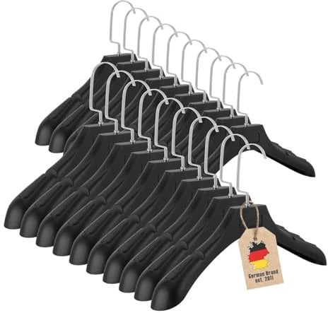 Intirilife Kleiderbügel in UNIVERSAL SCHWARZ - 20 Stück breite Kleiderbügel aus Kunststoff mit Anti-Rutsch Oberfläche Einkerbung - 39 x 4 x 15 cm - Garderobenbügel Wäschebügel Anzugbügel Jackenbügel