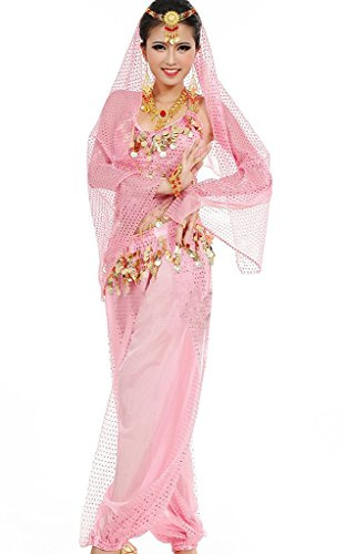Astage Donna Ballo Veste Imposta Scollo Indiani Orecchini Harem Pantaloni Sportivi