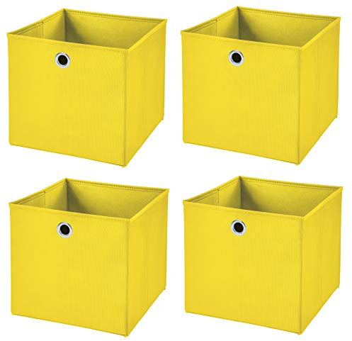 StickandShine 4er Set Gelb Faltbox 32 x 32 x 32 cm Aufbewahrungsbox faltbar